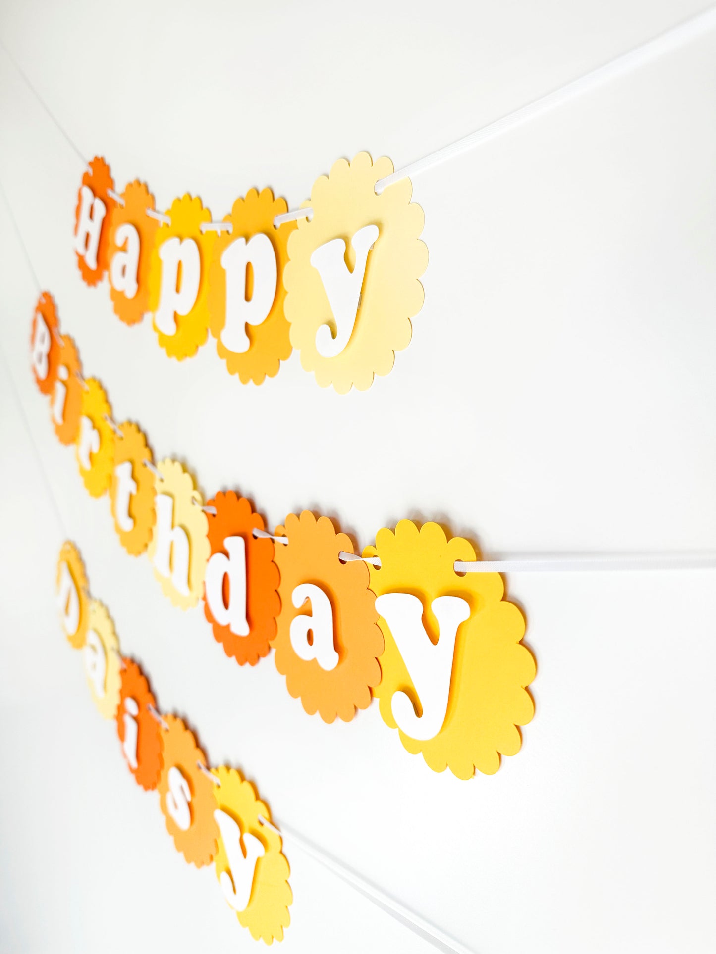 Happy Party Banner | Yellow Party Banner | Flower Garland | Sunshine | Daisy | Ombre Banner