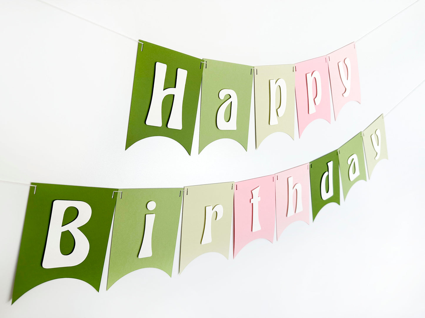 Green and Pink Party Banner | Simple Party Banner | Boho Garland | Ombre Garland | Birthday Banner