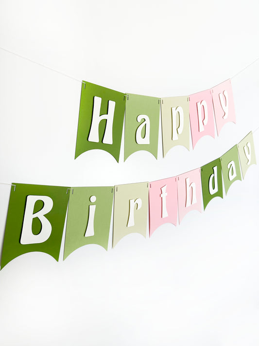 Green and Pink Party Banner | Simple Party Banner | Boho Garland | Ombre Garland | Birthday Banner