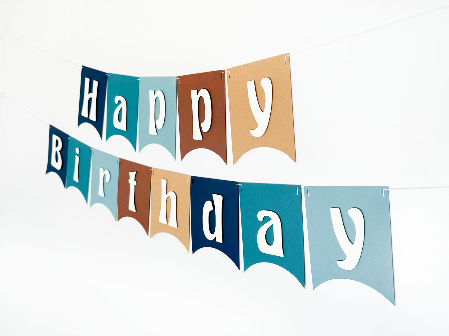 Blue and Brown Party Banner | Boy Birthday | Blue Garland | Ombre | Neutral Party Decorations