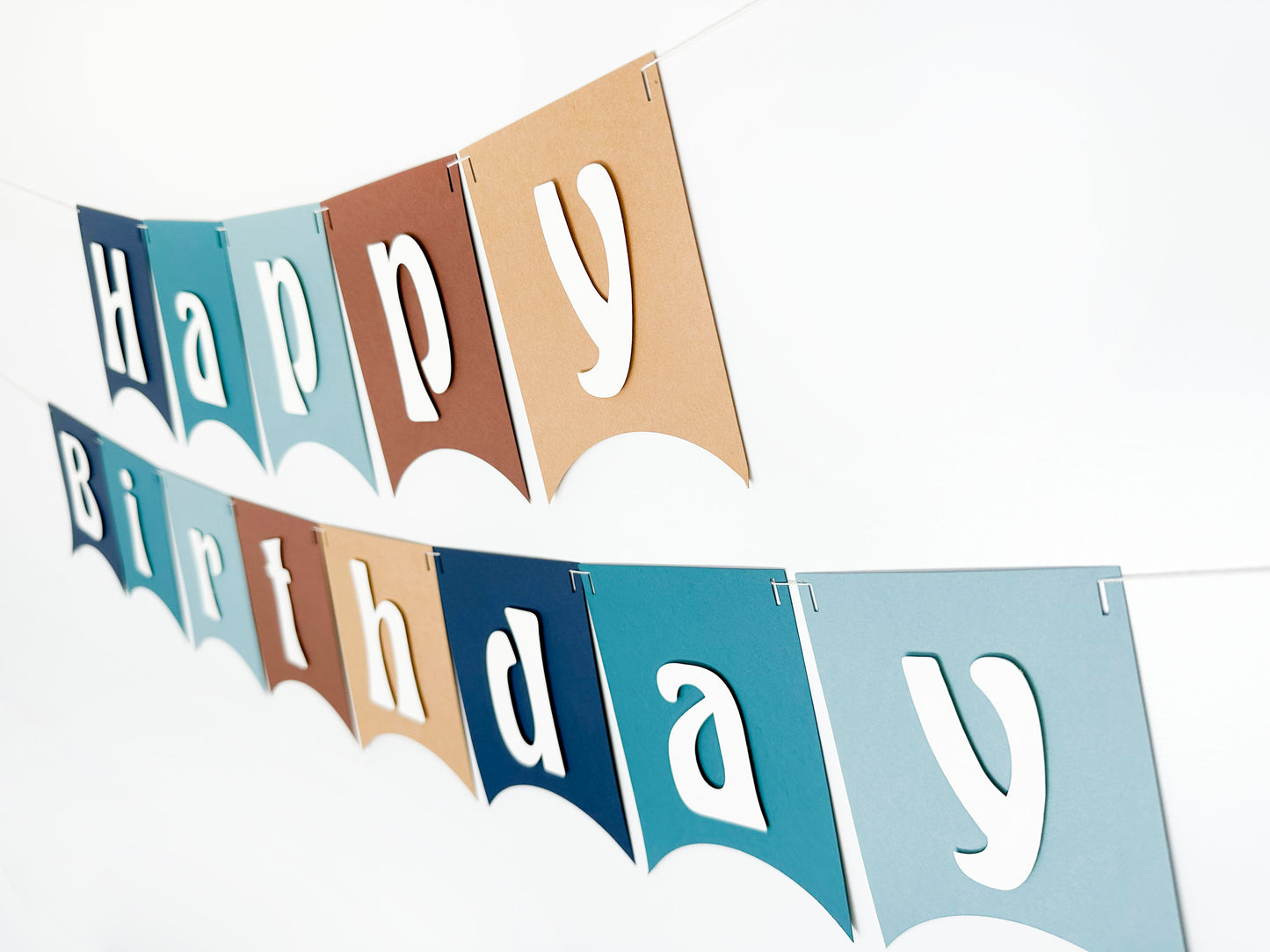 Blue and Brown Party Banner | Boy Birthday | Blue Garland | Ombre | Neutral Party Decorations