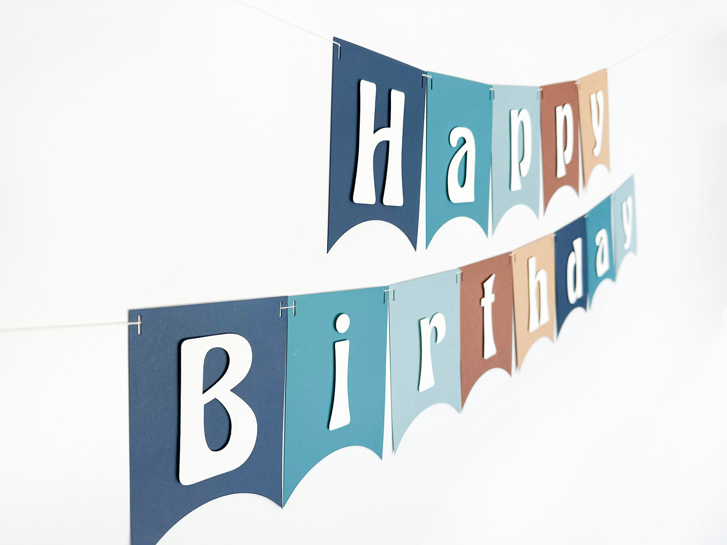 Blue and Brown Party Banner | Boy Birthday | Blue Garland | Ombre | Neutral Party Decorations