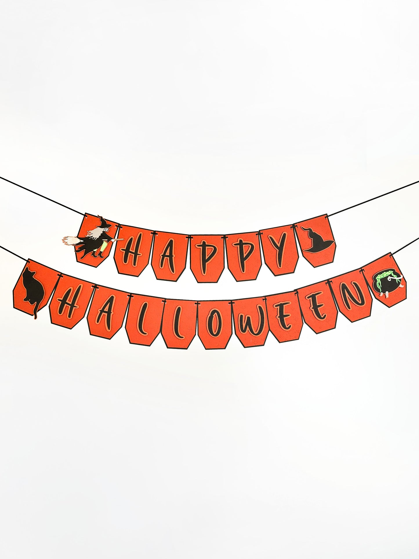 Orange Witch Halloween Banner | Witch Decoration | Happy Halloween Garland | Witch Garland