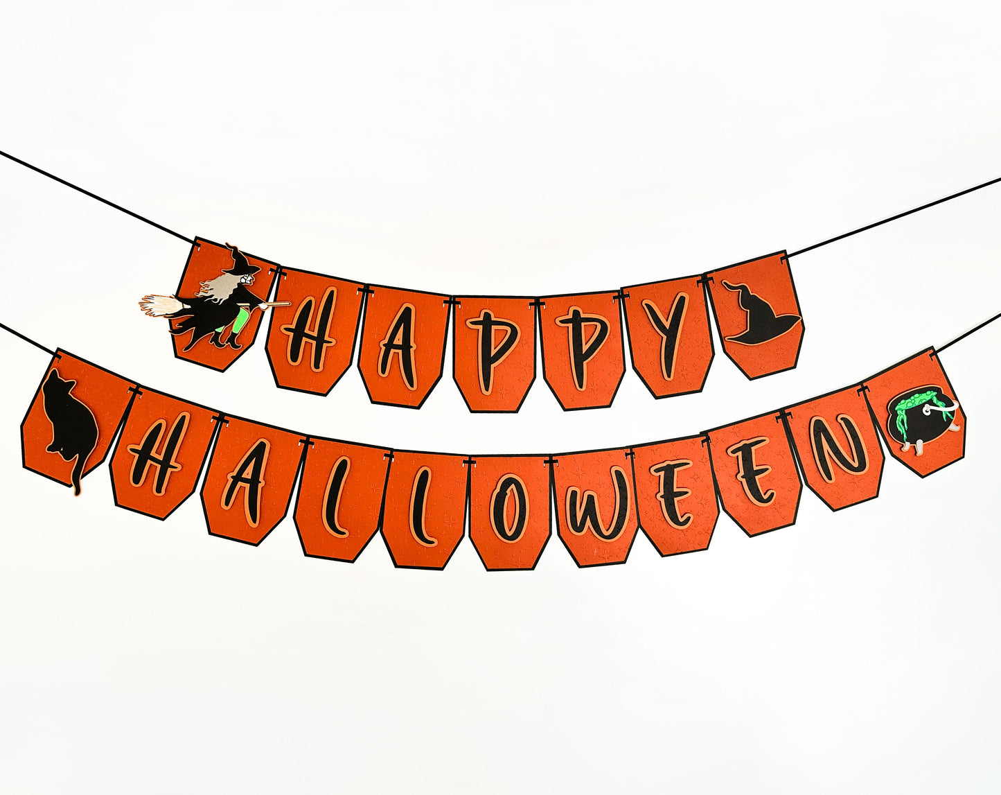 Orange Witch Halloween Banner | Witch Decoration | Happy Halloween Garland | Witch Garland