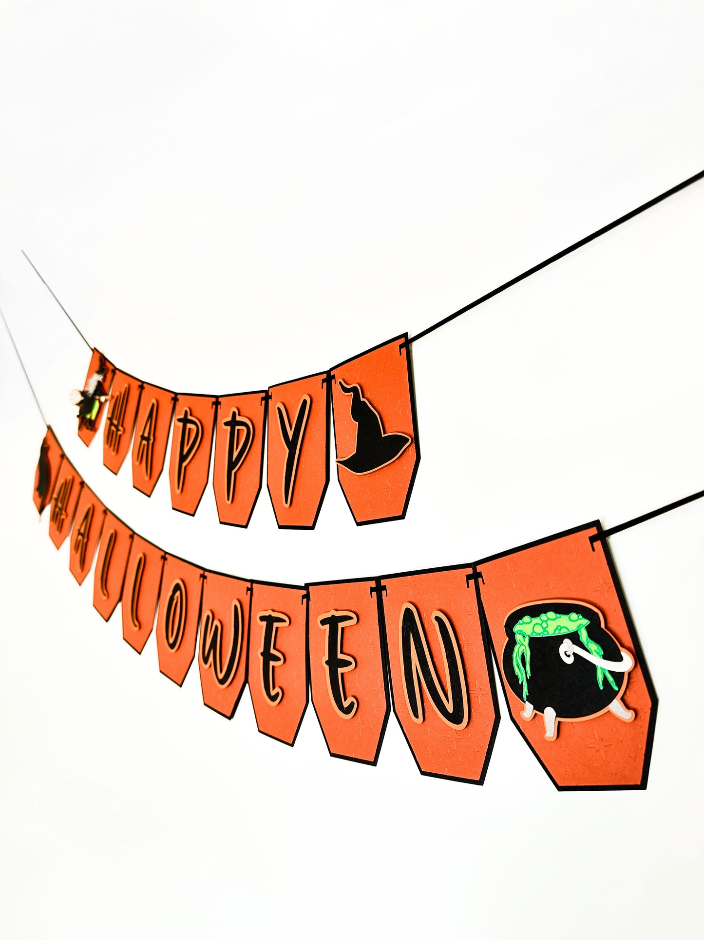 Orange Witch Halloween Banner | Witch Decoration | Happy Halloween Garland | Witch Garland