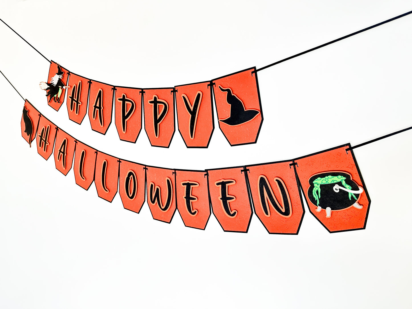 Orange Witch Halloween Banner | Witch Decoration | Happy Halloween Garland | Witch Garland