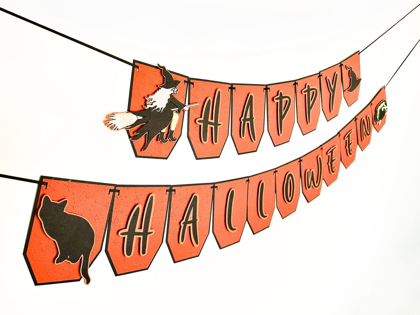 Orange Witch Halloween Banner | Witch Decoration | Happy Halloween Garland | Witch Garland