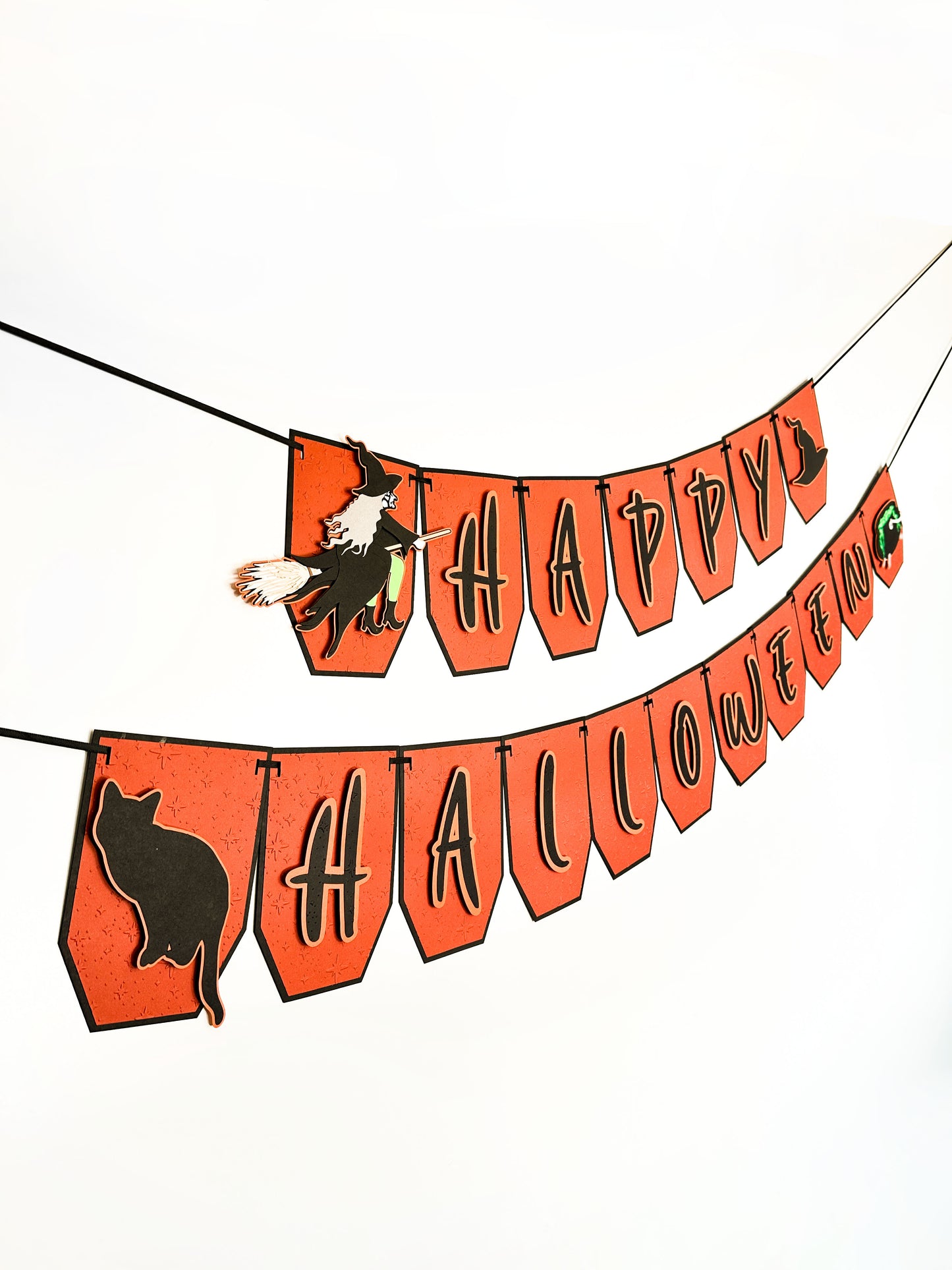 Orange Witch Halloween Banner | Witch Decoration | Happy Halloween Garland | Witch Garland