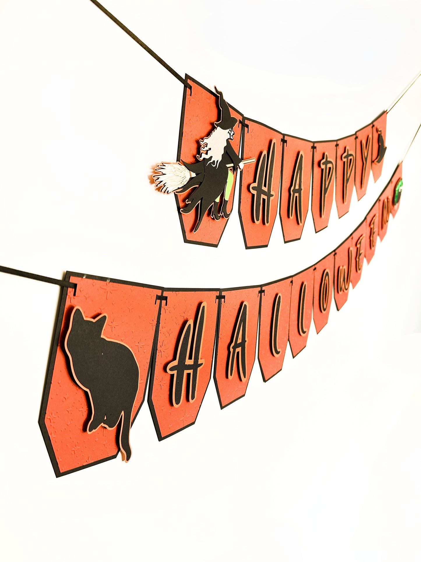 Orange Witch Halloween Banner | Witch Decoration | Happy Halloween Garland | Witch Garland