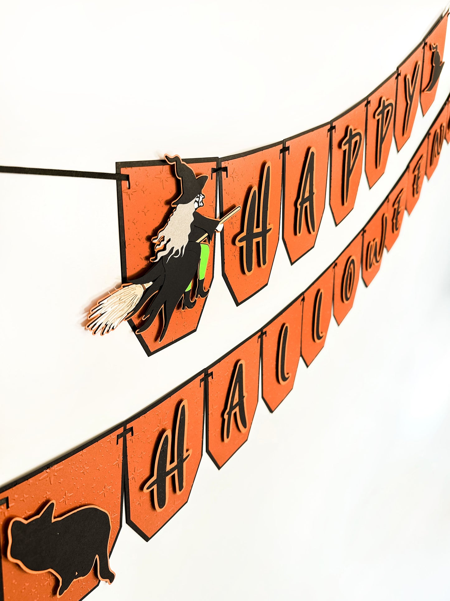 Orange Witch Halloween Banner | Witch Decoration | Happy Halloween Garland | Witch Garland