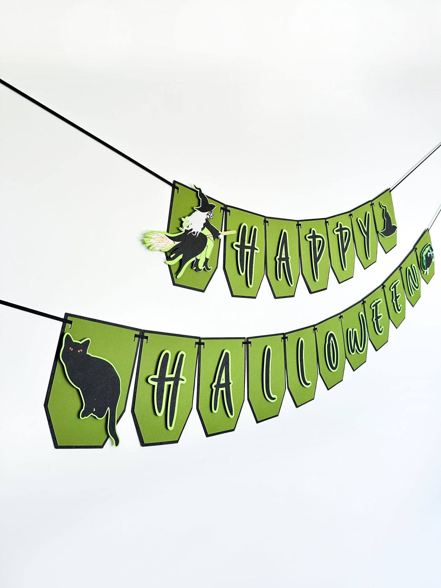 Green Witch Halloween Banner | Witch Garland | Halloween Decoration | Happy Halloween Banner