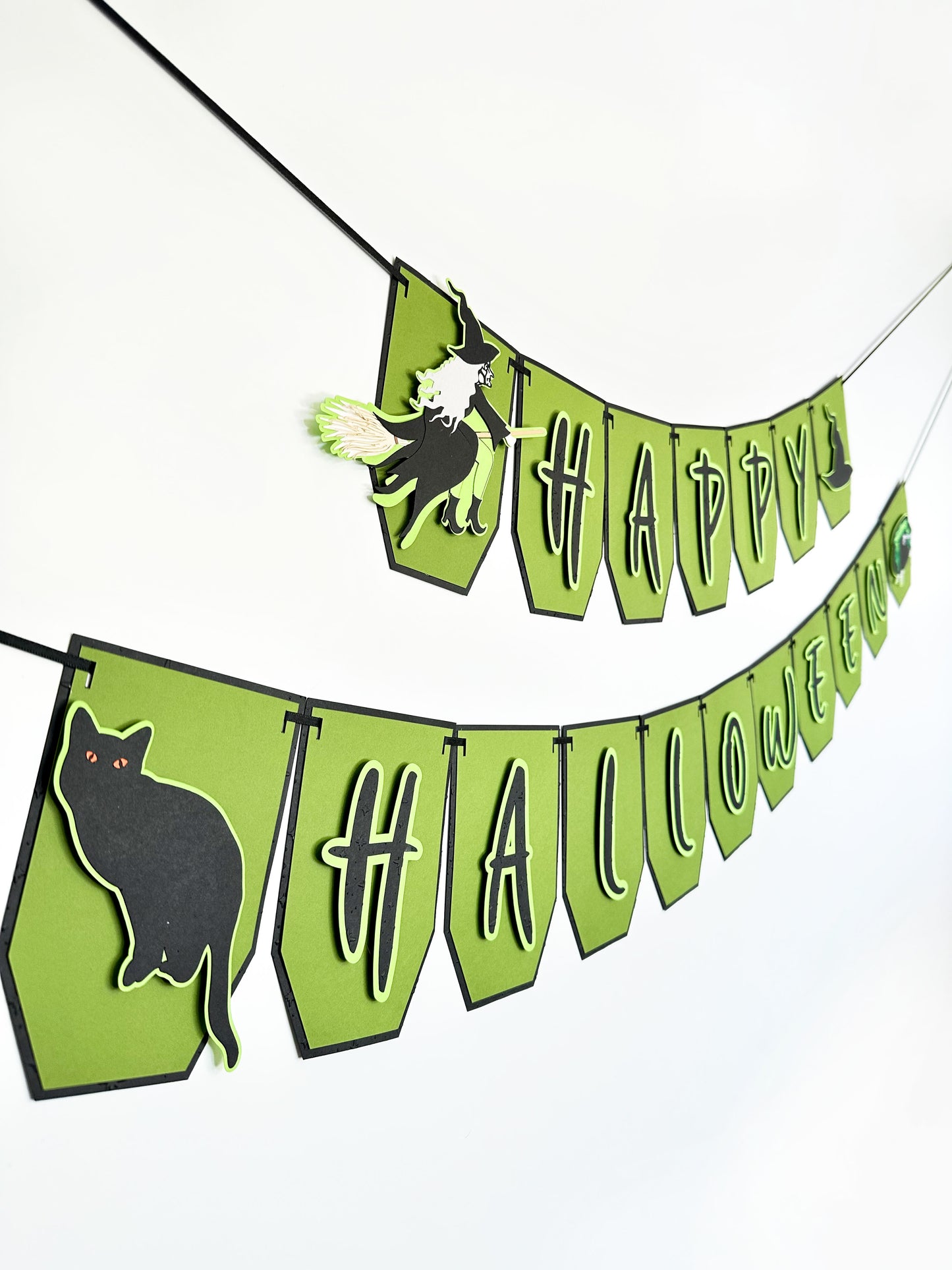 Green Witch Halloween Banner | Witch Garland | Halloween Decoration | Happy Halloween Banner