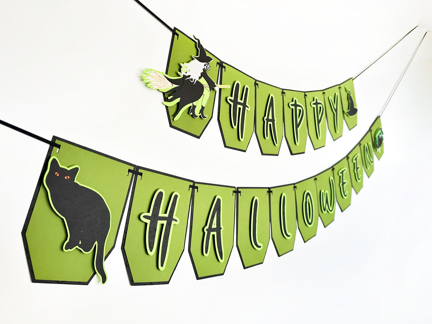 Green Witch Halloween Banner | Witch Garland | Halloween Decoration | Happy Halloween Banner