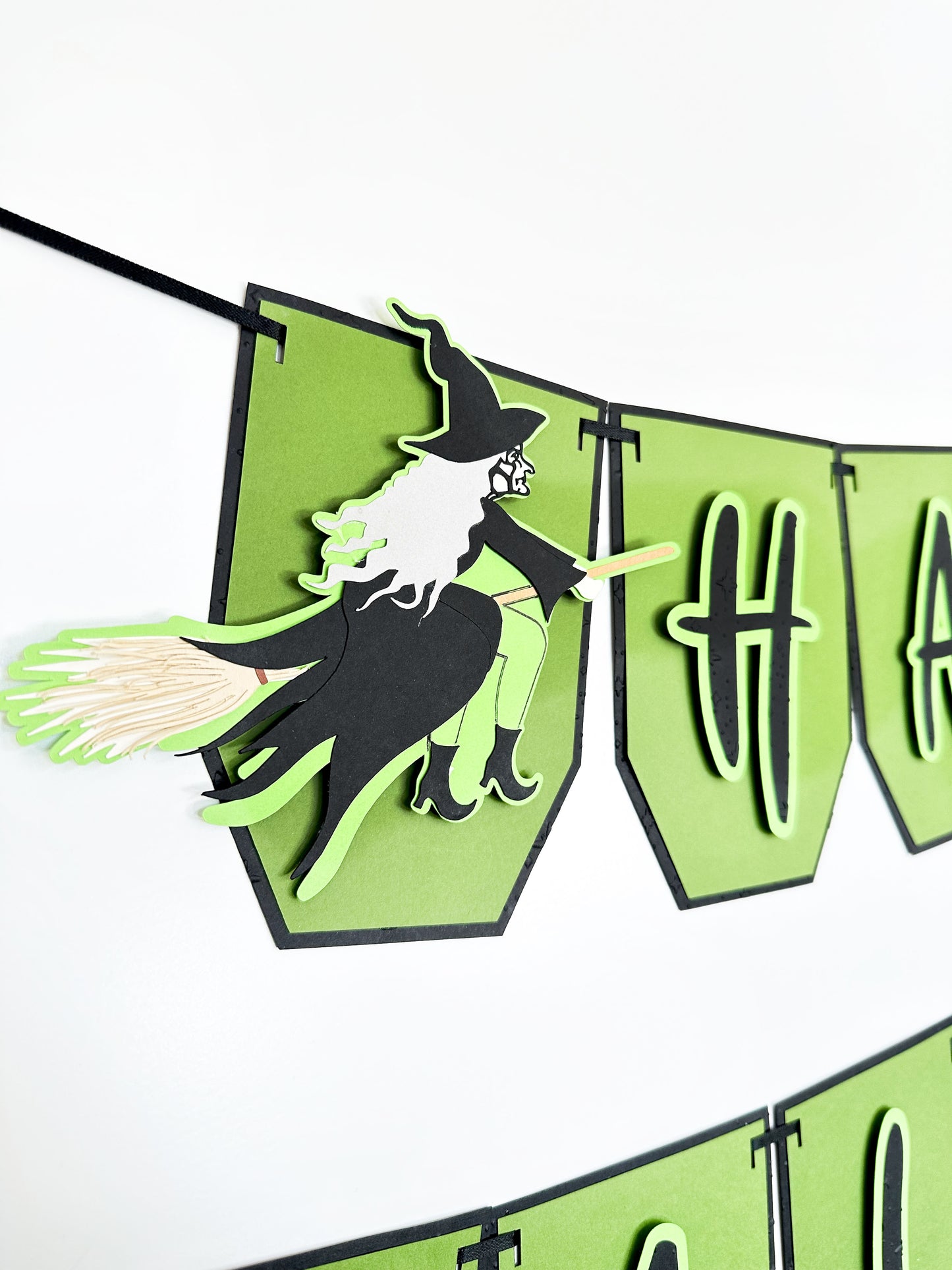 Green Witch Halloween Banner | Witch Garland | Halloween Decoration | Happy Halloween Banner