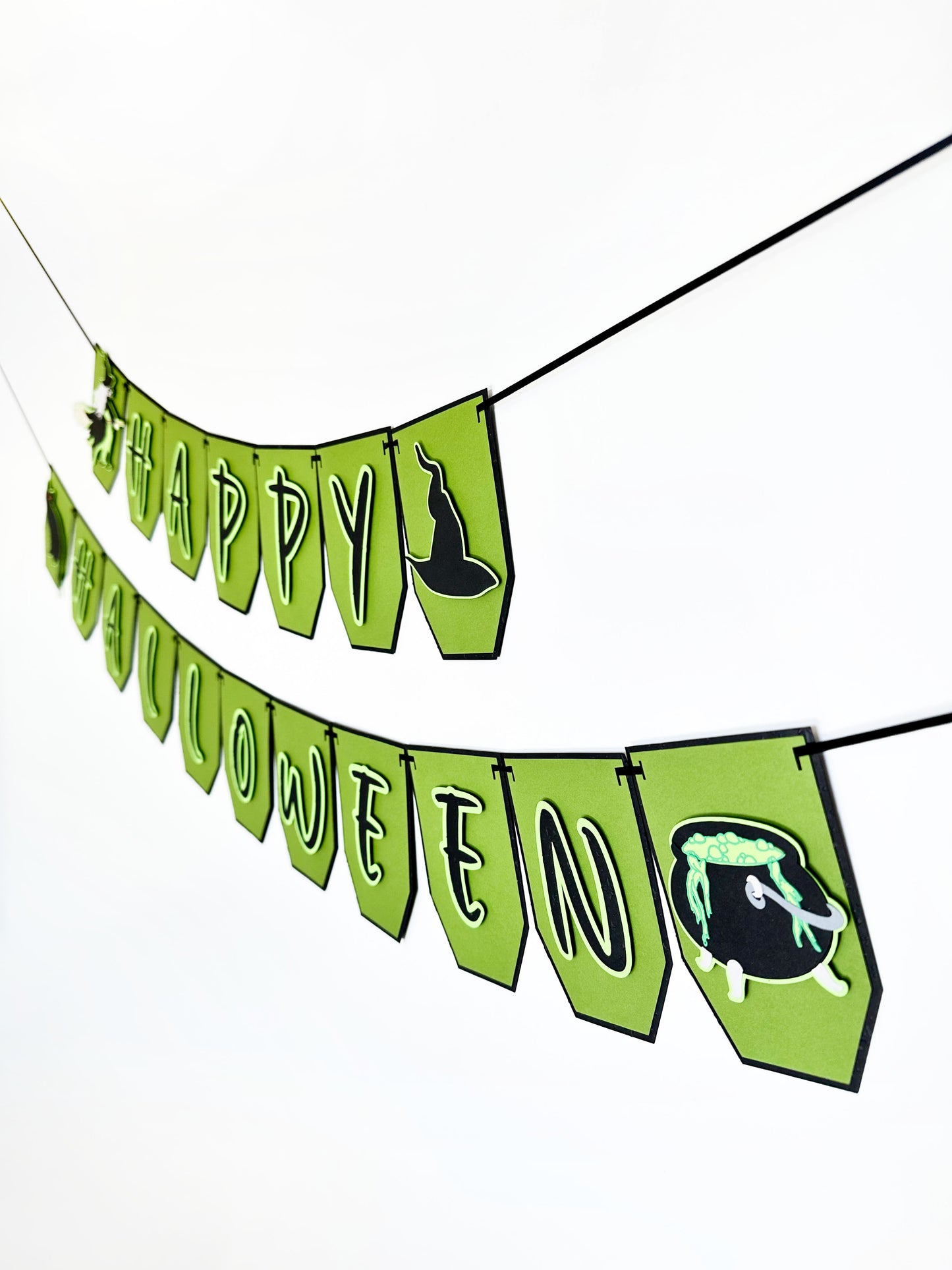 Green Witch Halloween Banner | Witch Garland | Halloween Decoration | Happy Halloween Banner