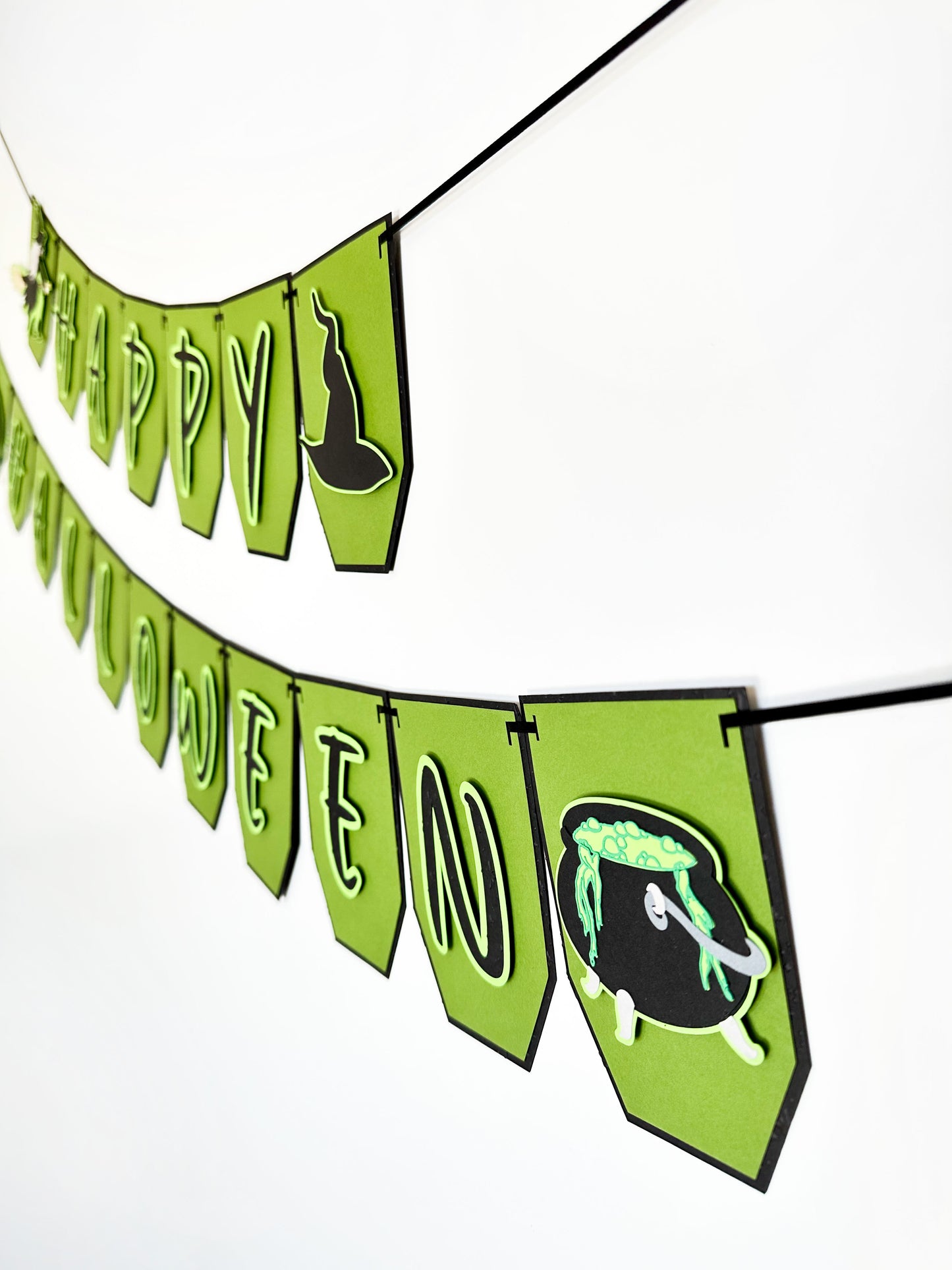 Green Witch Halloween Banner | Witch Garland | Halloween Decoration | Happy Halloween Banner