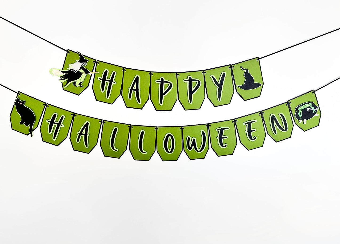 Green Witch Halloween Banner | Witch Garland | Halloween Decoration | Happy Halloween Banner