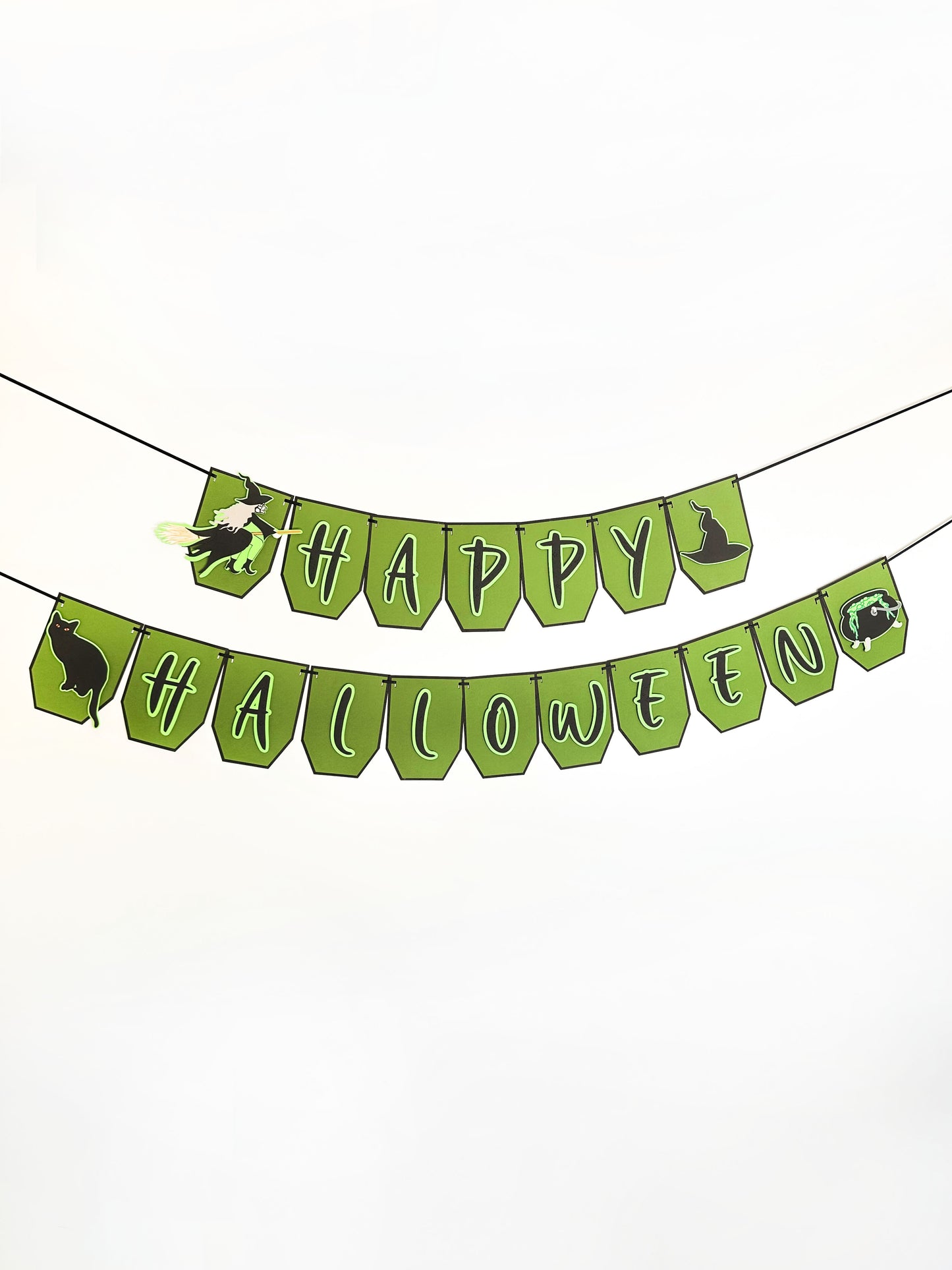 Green Witch Halloween Banner | Witch Garland | Halloween Decoration | Happy Halloween Banner