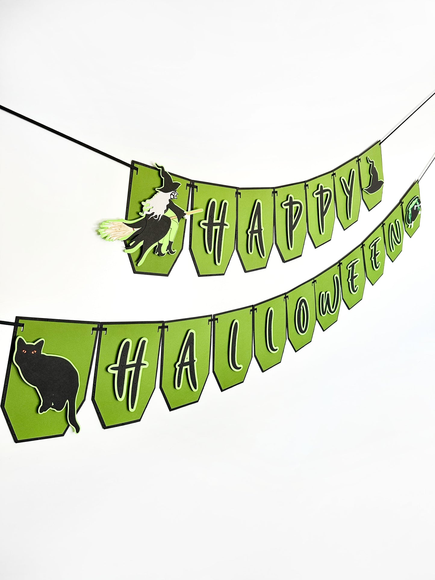 Green Witch Halloween Banner | Witch Garland | Halloween Decoration | Happy Halloween Banner