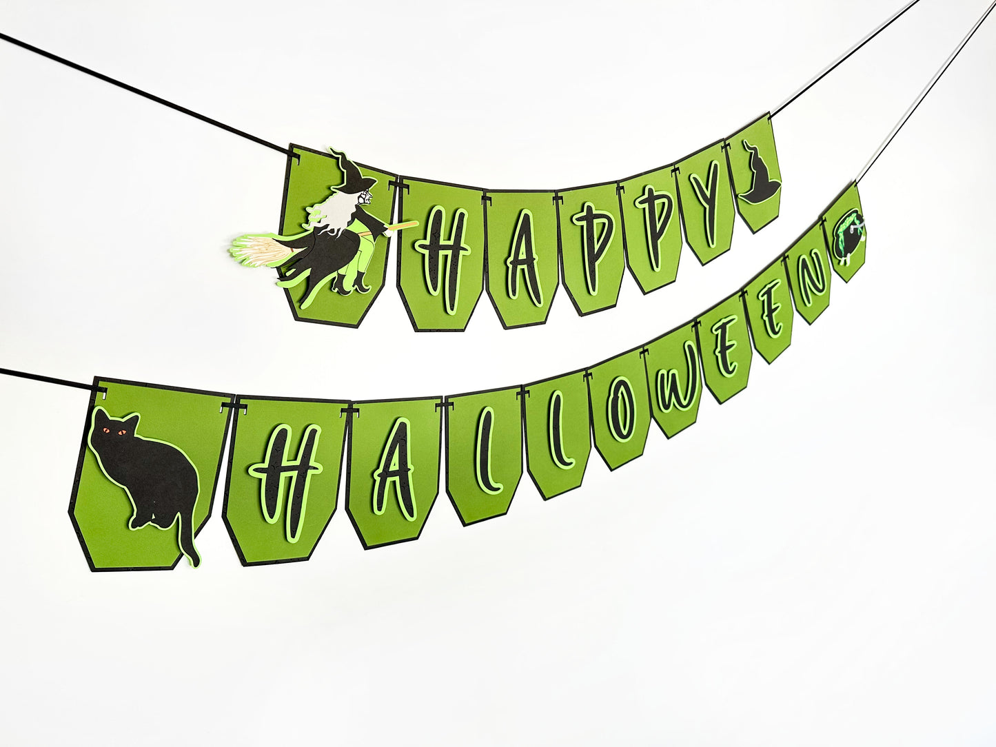 Green Witch Halloween Banner | Witch Garland | Halloween Decoration | Happy Halloween Banner