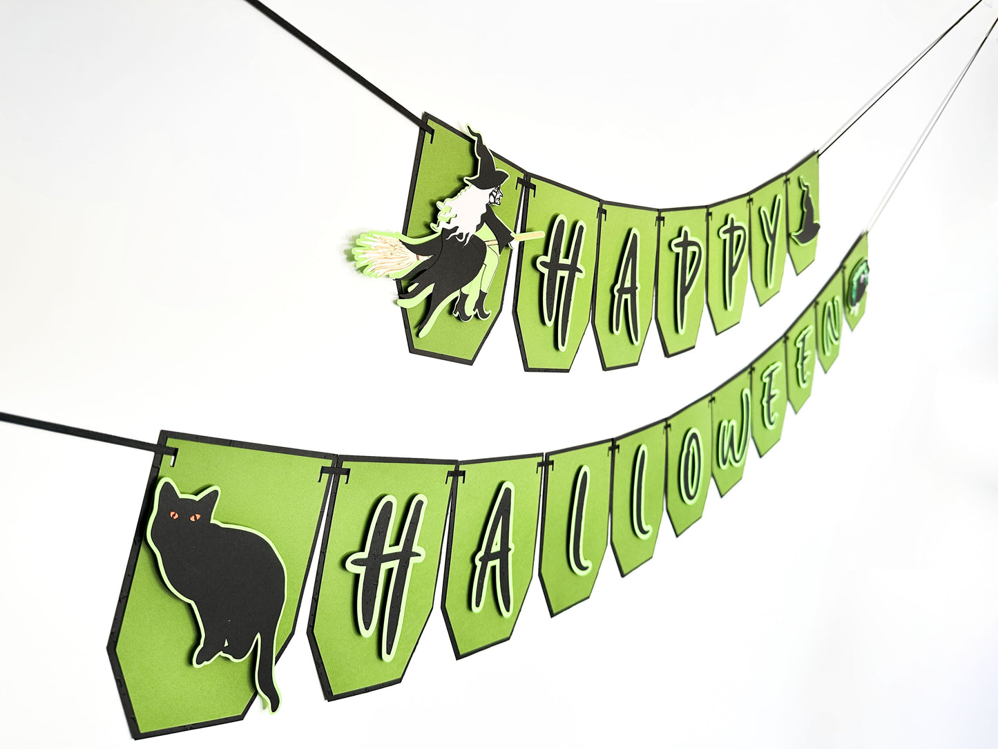 Green Witch Halloween Banner | Witch Garland | Halloween Decoration | Happy Halloween Banner