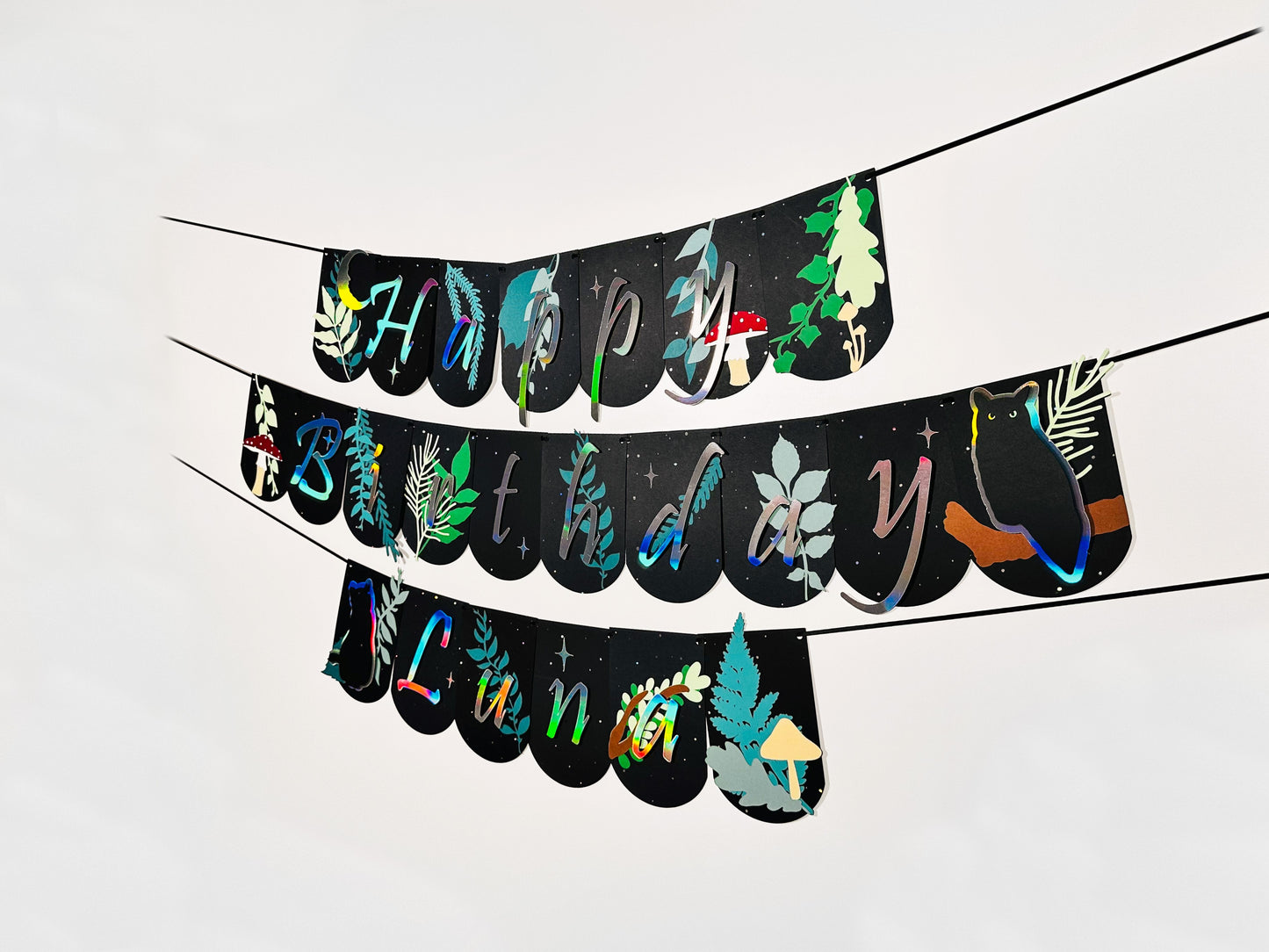 Nocturnal Party Banner | Birthday Banner | Enchanted Forest | Magical Forest | Dark Forest Party | Dark Cottagecore | Halloween Party