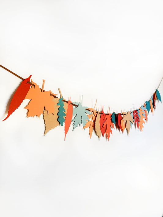 Fall Leaves Banner Teal Orange | Fall Leaves Garland | Fall | Autumn Leaves | Harvest | Birthday| Party| Fall Colors | Thanksgiving Decor