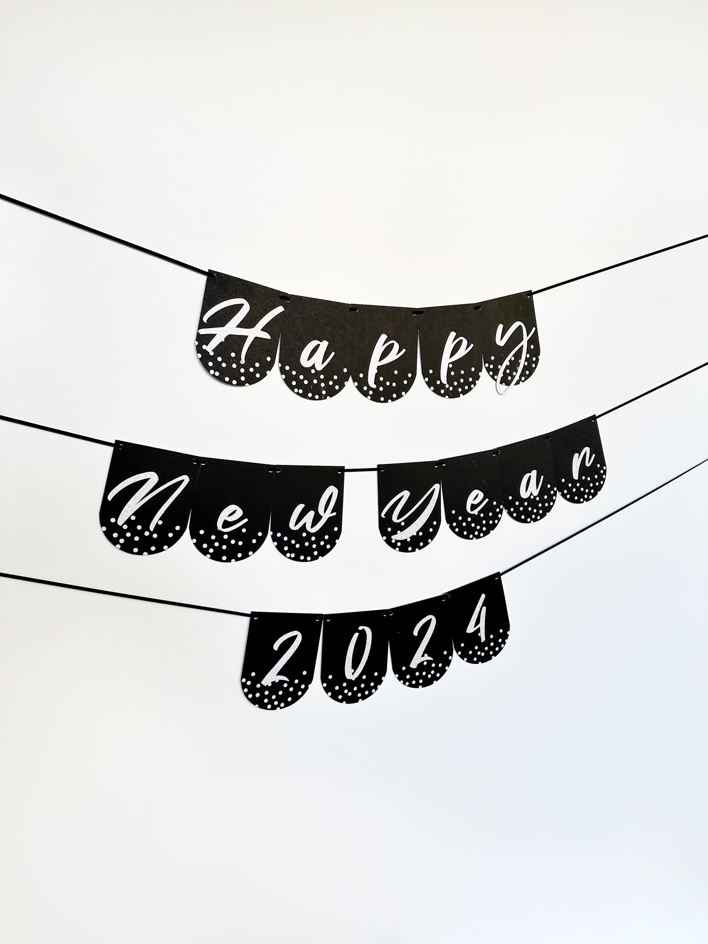 Happy New Year Banner | Happy New Year 2024 | New Year sign | Happy New Year | New Years Party | New Years Décor | 2024 | Silver and Black