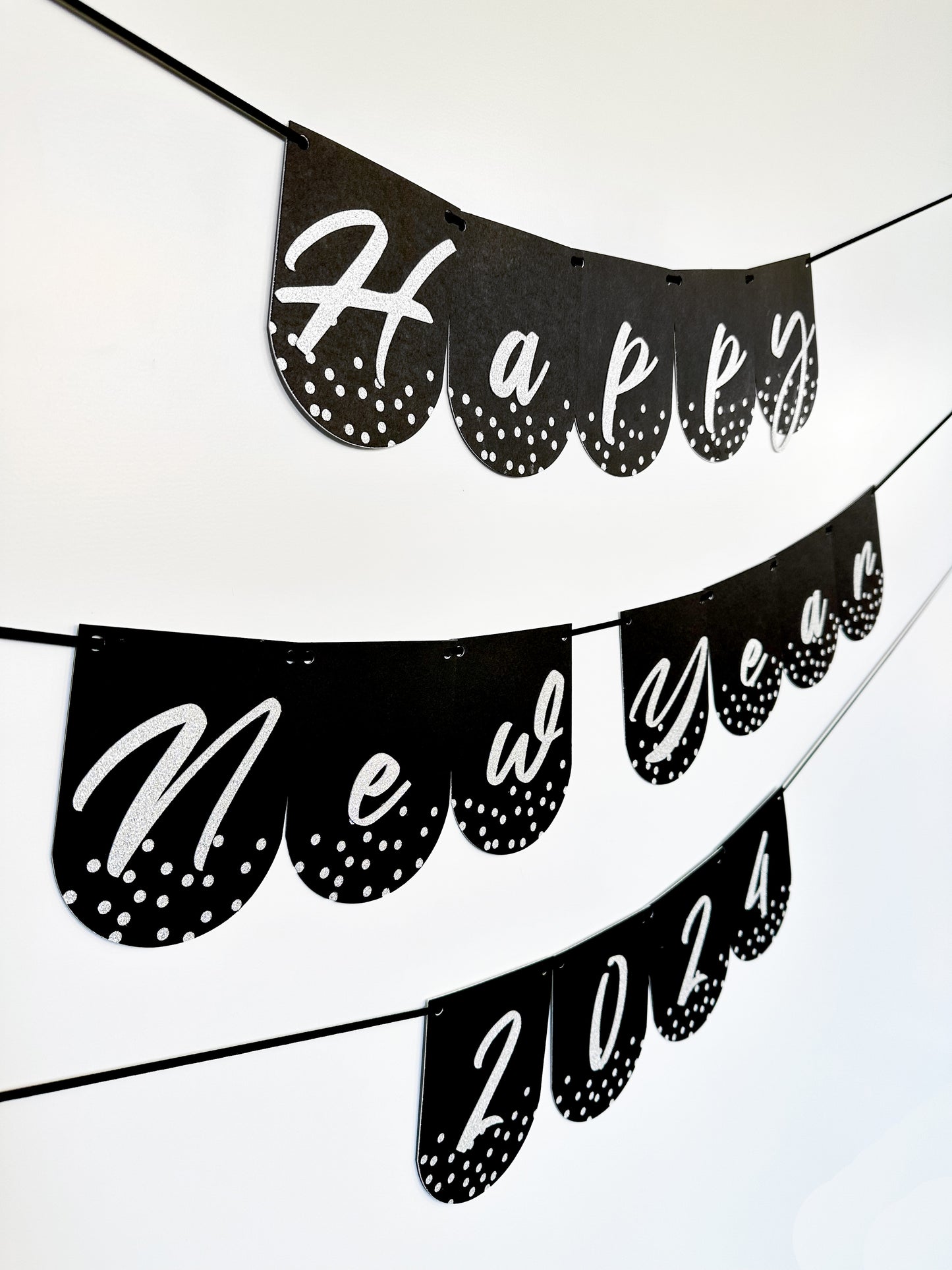 Happy New Year Banner | Happy New Year 2024 | New Year sign | Happy New Year | New Years Party | New Years Décor | 2024 | Silver and Black