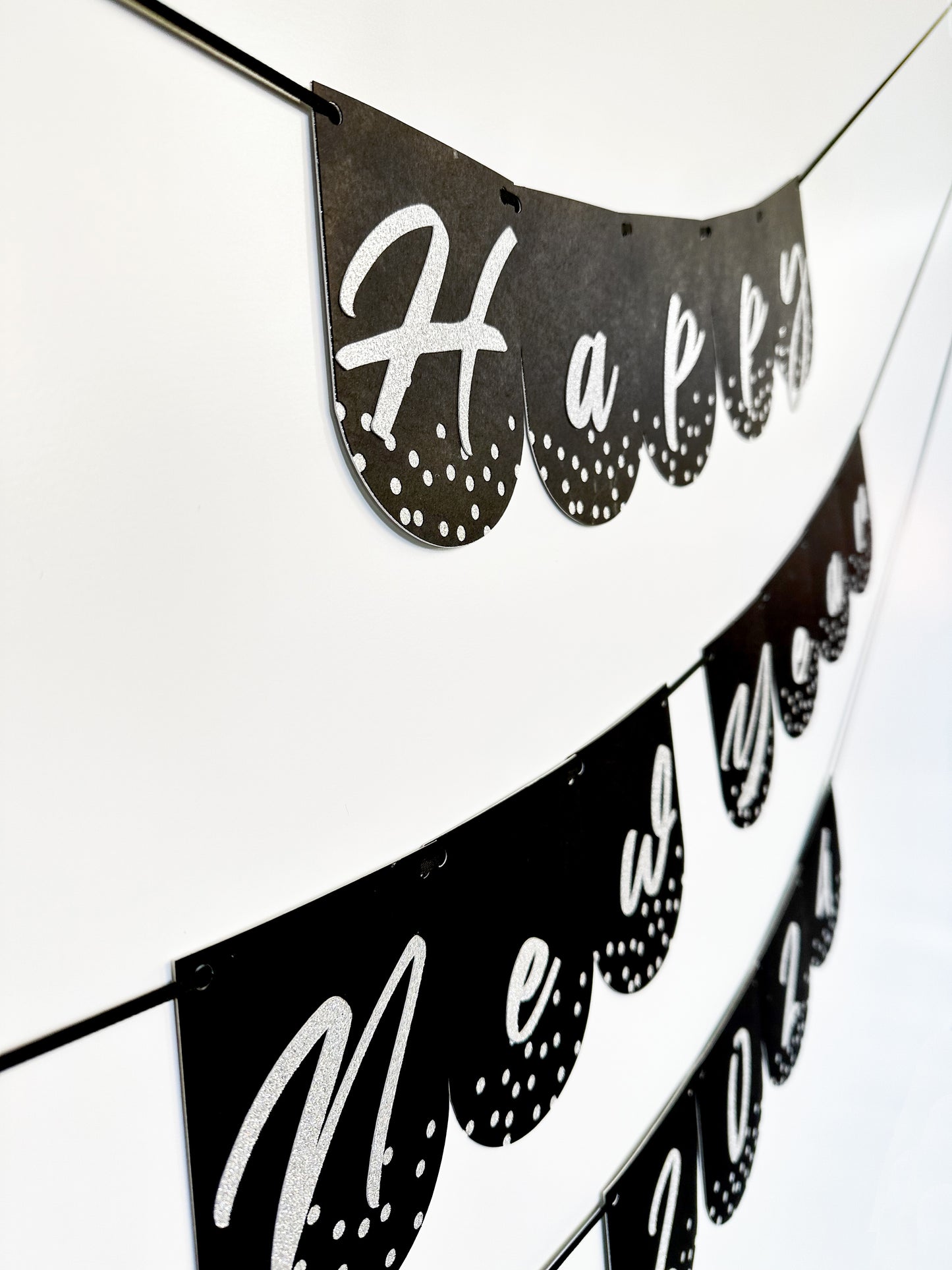 Happy New Year Banner | Happy New Year 2024 | New Year sign | Happy New Year | New Years Party | New Years Décor | 2024 | Silver and Black