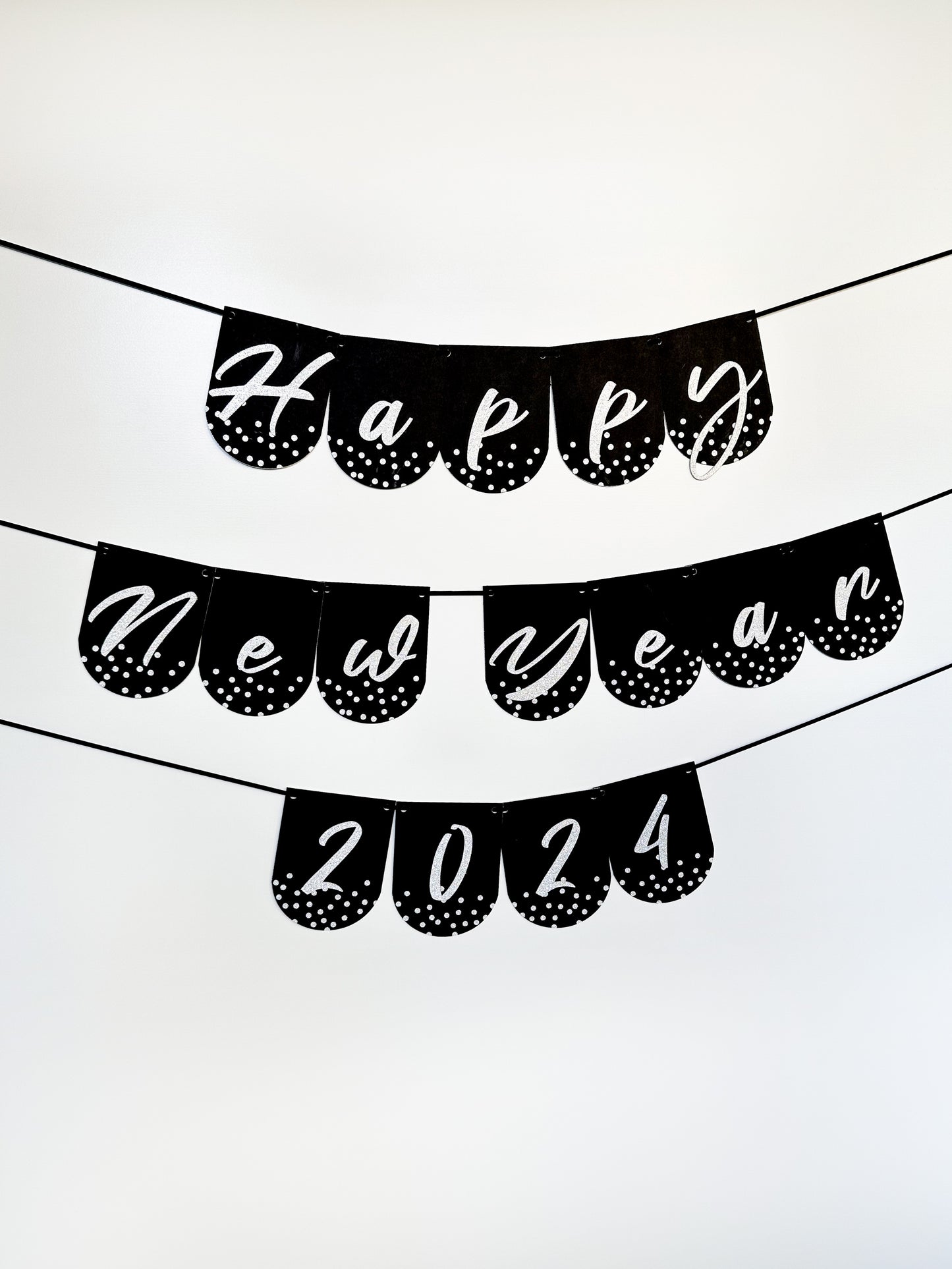 Happy New Year Banner | Happy New Year 2024 | New Year sign | Happy New Year | New Years Party | New Years Décor | 2024 | Silver and Black