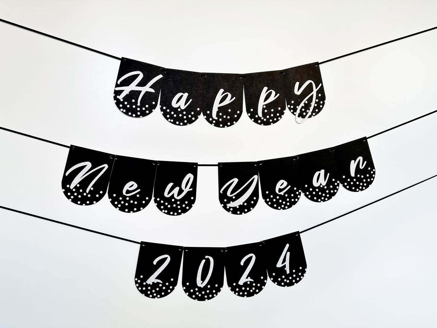 Happy New Year Banner | Happy New Year 2024 | New Year sign | Happy New Year | New Years Party | New Years Décor | 2024 | Silver and Black