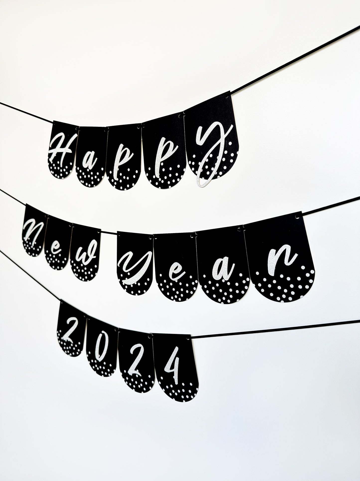 Happy New Year Banner | Happy New Year 2024 | New Year sign | Happy New Year | New Years Party | New Years Décor | 2024 | Silver and Black