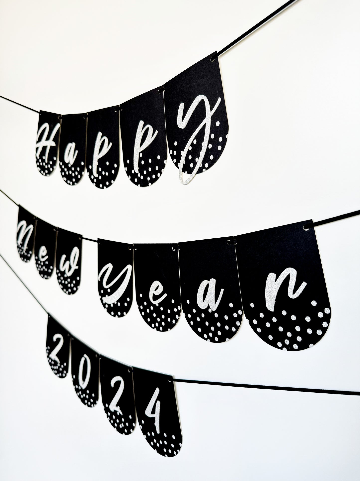 Happy New Year Banner | Happy New Year 2024 | New Year sign | Happy New Year | New Years Party | New Years Décor | 2024 | Silver and Black