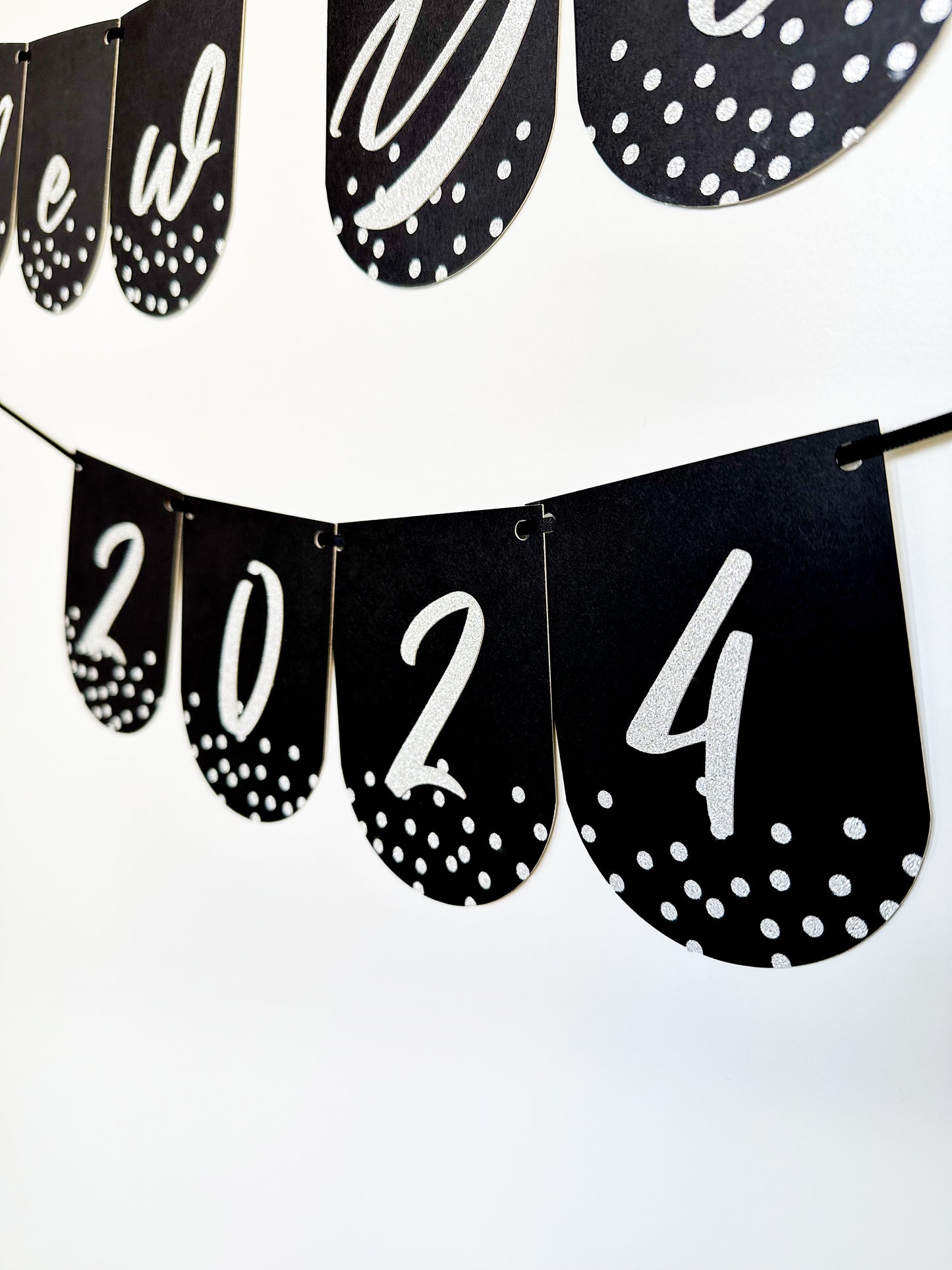 Happy New Year Banner | Happy New Year 2024 | New Year sign | Happy New Year | New Years Party | New Years Décor | 2024 | Silver and Black