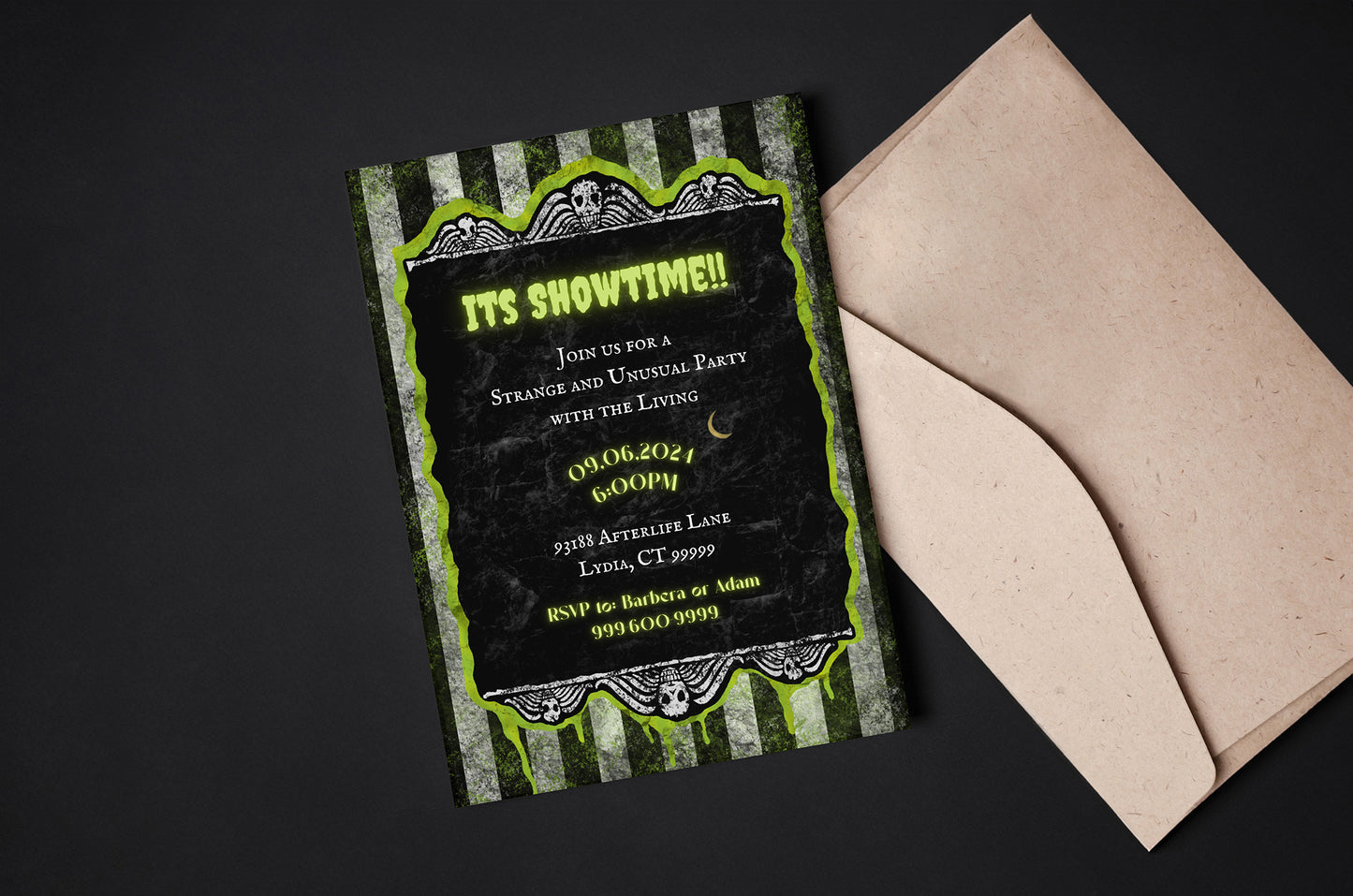 Showtime Party Invitation | Beetle | Spooky Invitation | Halloween Party | Halloween Invite | Juice | Supernatural | Scary