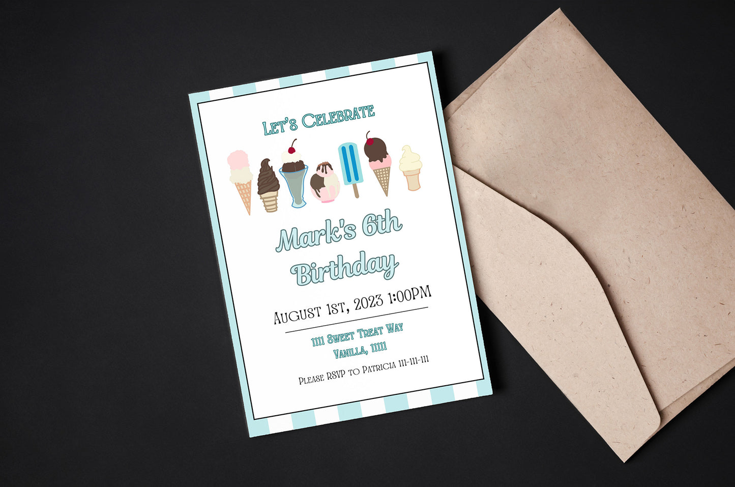 Blue Ice Cream Party Invitation | Ice Cream Party | Sprinkles | Ice Cream Birthday | Ice Cream Invitation