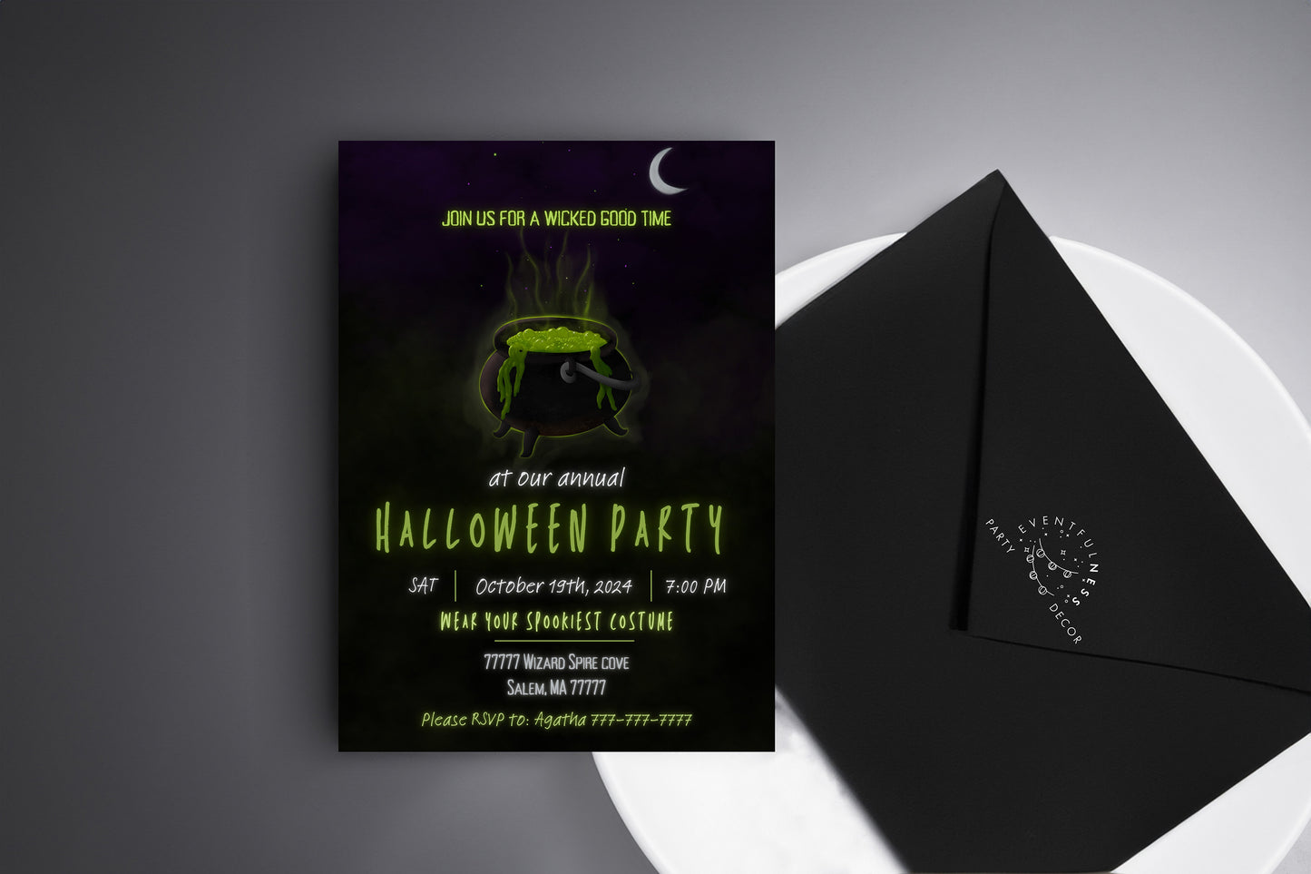 Witch Party Invitation | Halloween Invitation | Halloween Invite | Cauldron | Spooky | Halloween | October | Witchy | Halloween Party |