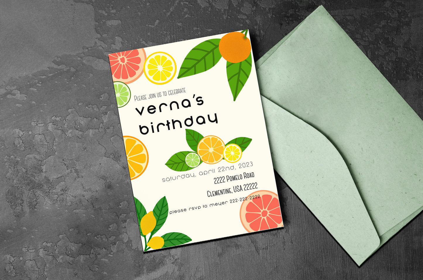 Citrus Party Invitation | Lemons | Party Invite | Lime | Digital Invite | Editable | Birthday Invite | Oranges | Grapefruit | Lemon Party