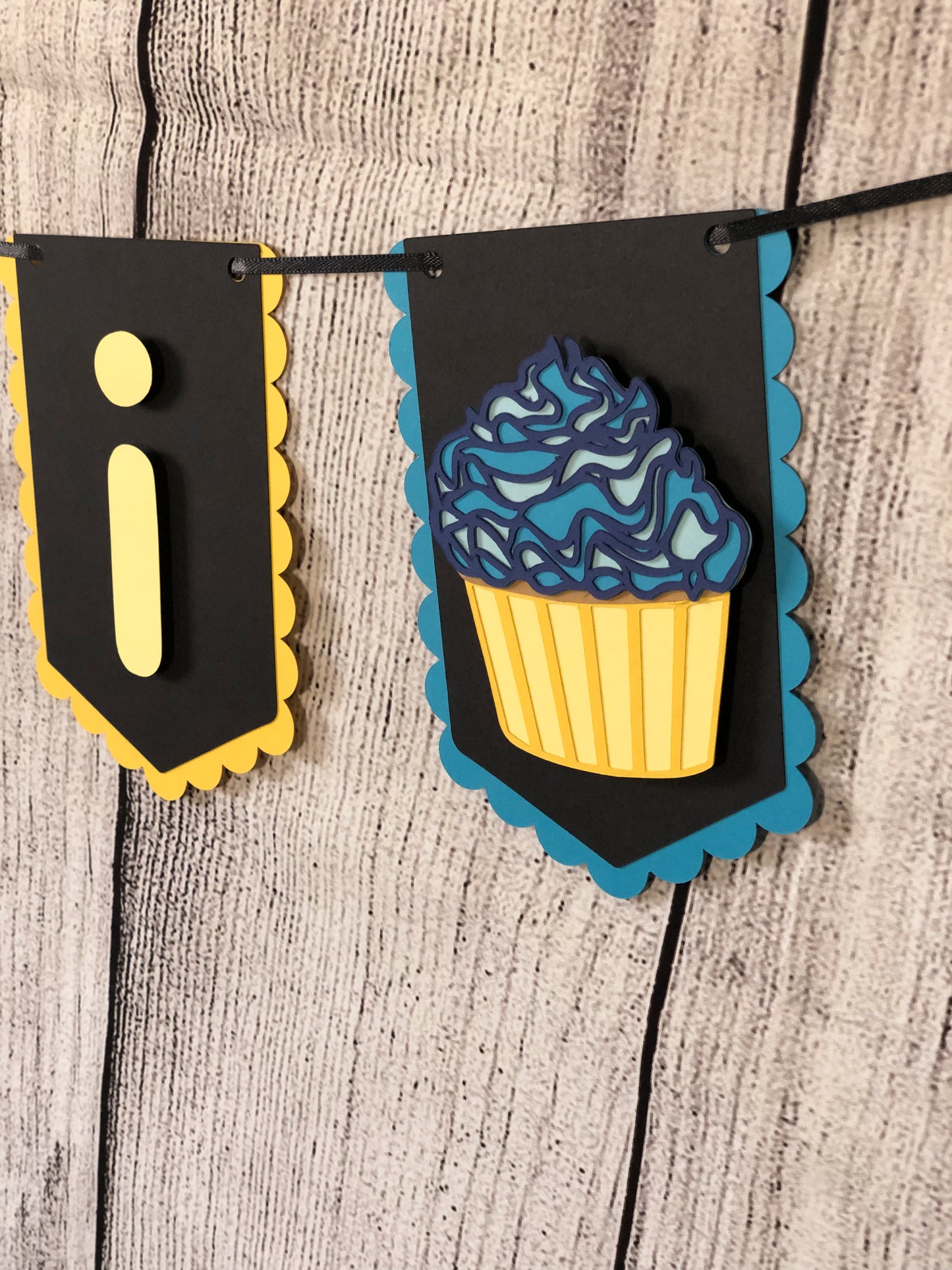 Cupcake Party Banner Dark | Cupcake Garland | Cupcake Birthday | Cupcake Decorations