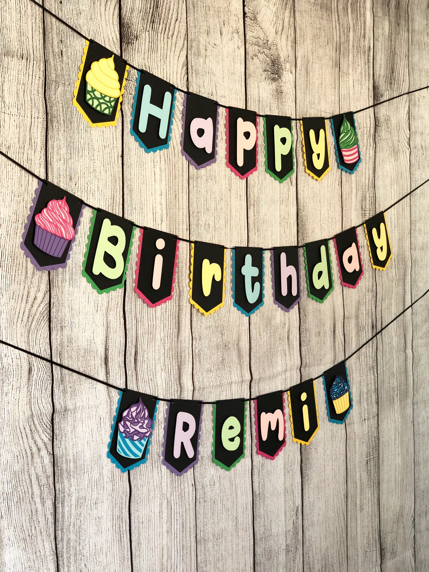 Cupcake Party Banner Dark | Cupcake Garland | Cupcake Birthday | Cupcake Decorations