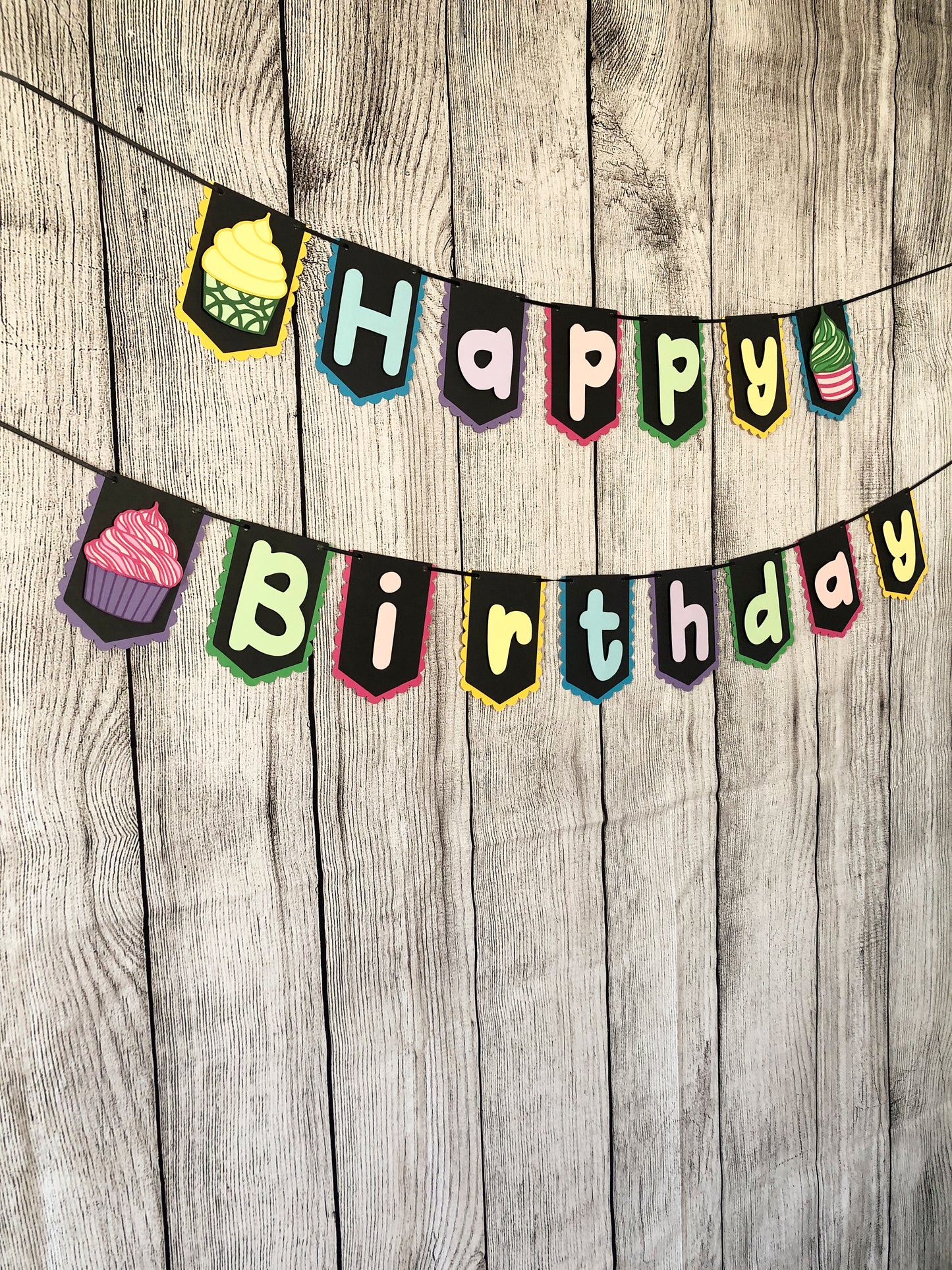 Cupcake Party Banner Dark | Cupcake Garland | Cupcake Birthday | Cupcake Decorations