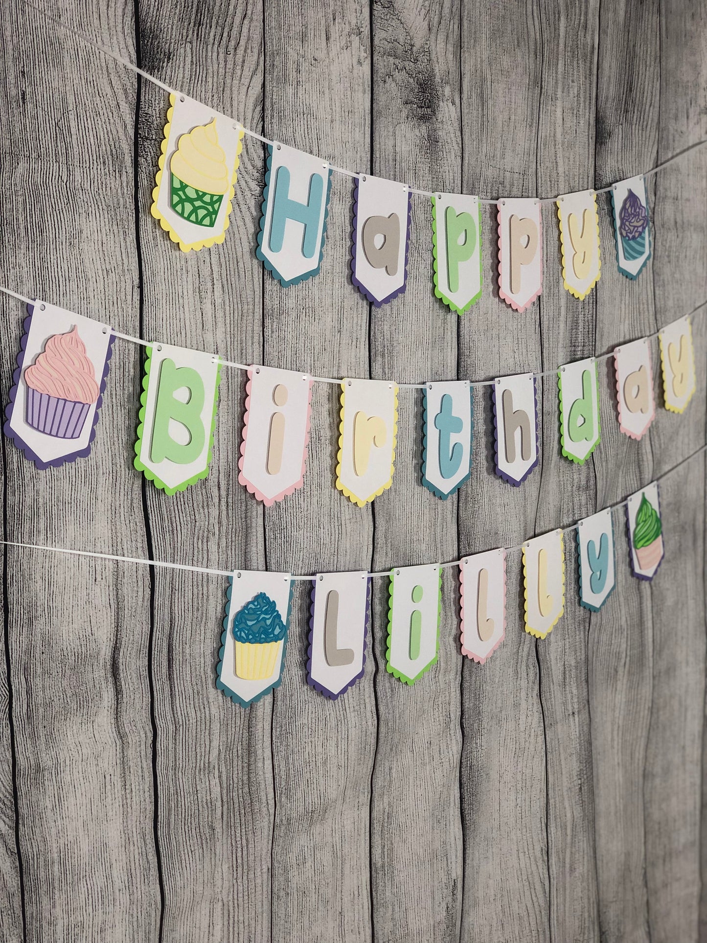 Cupcake Party Banner Light | Cupcake Party | Cupcake Birthday | Cupcake Garland