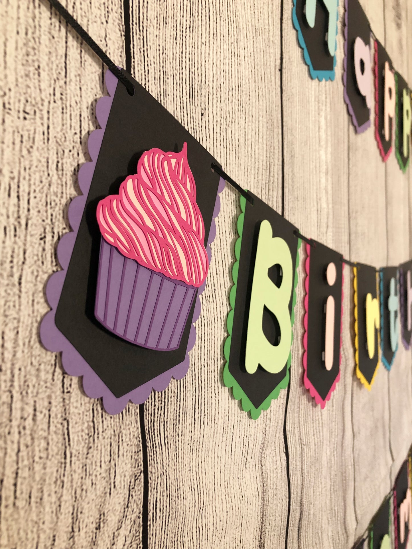 Cupcake Party Banner Dark | Cupcake Garland | Cupcake Birthday | Cupcake Decorations