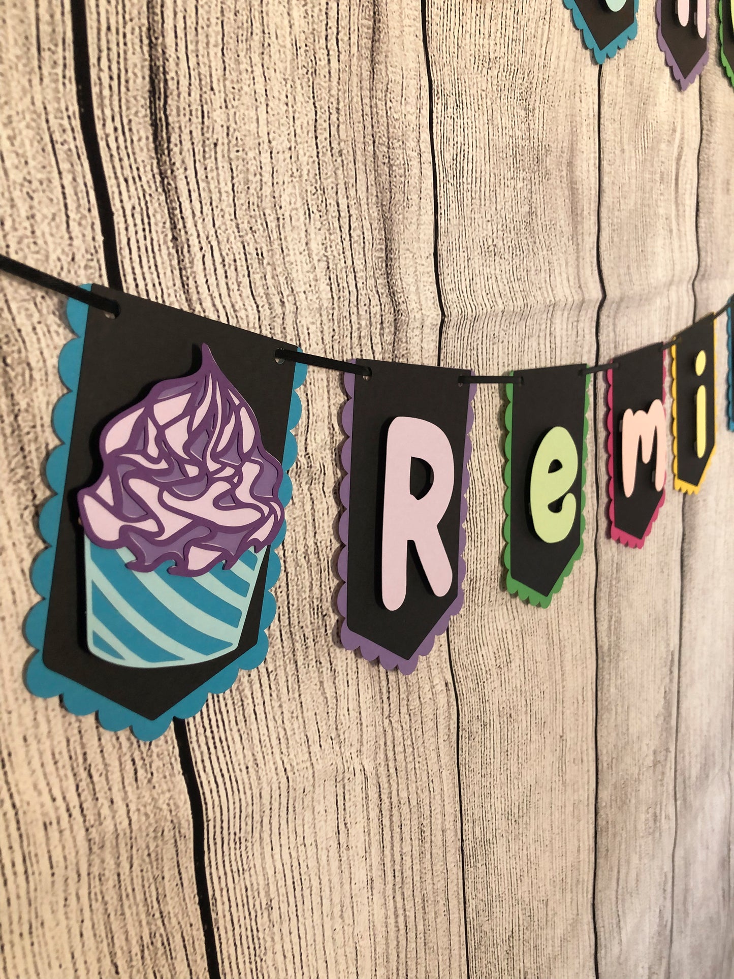 Cupcake Party Banner Dark | Cupcake Garland | Cupcake Birthday | Cupcake Decorations